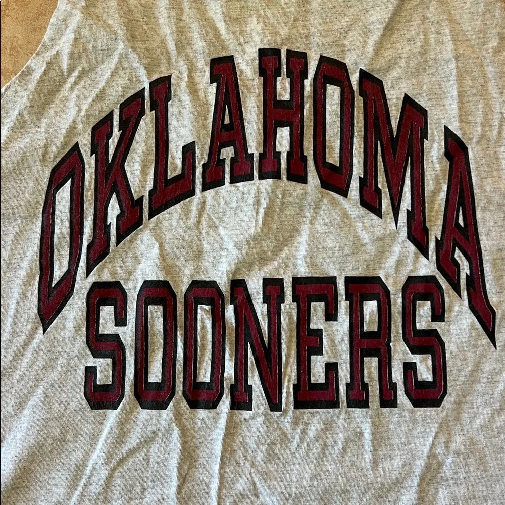 Vintage Single Stitch Light Gray Oklahoma Sooners Tank‎ Top, Sz L/XL